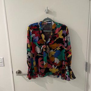 Gorgeous Semi-Sheer Alice + Olivia Blouse in Size Large
